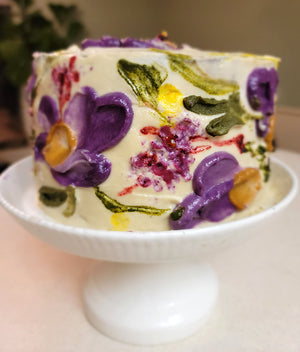 Summer Bella Plant Based Cake. Unique design-hand painted. Gluten Free